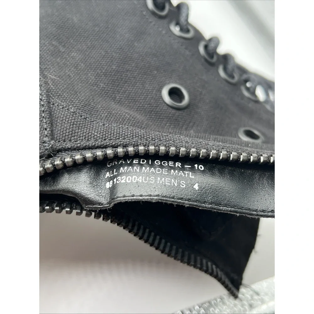 Demonia GRAVEDIGGER-10 Platform Lace Up Ankle Black Metal Toe Cap Sz 4
